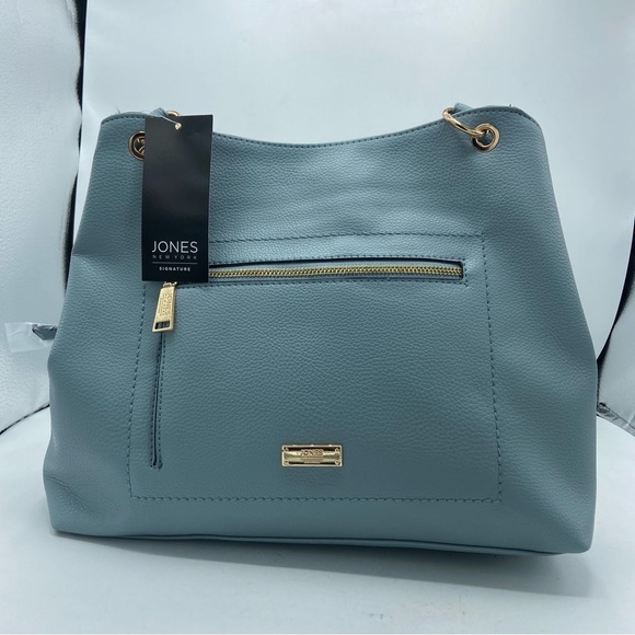 Jones New York Signature Blue Fog Celeste 4 Poster Shoulder Bag - Picture 2 of 8